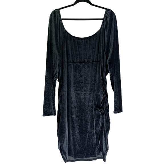 WILD FABLE Dark Grey Velour Peasant Dress Plus Size - Picture 9 of 11
